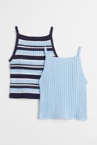 H & M - 2-pack Rib-knit Tops - Blue