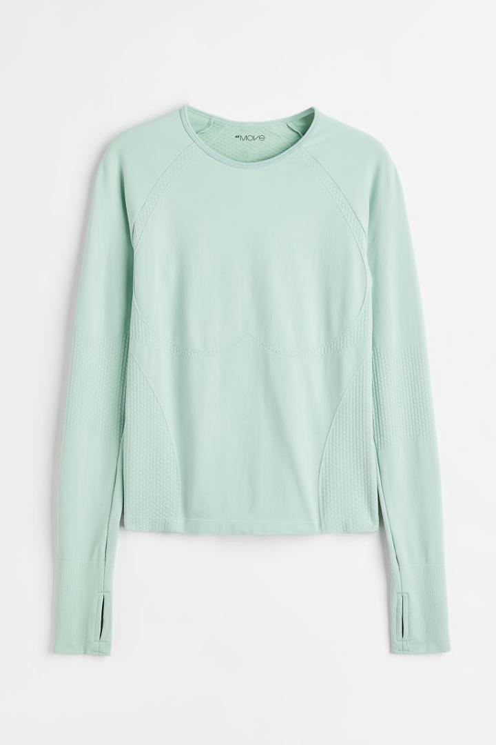 H & M - Drymove&trade; Petite Fit Seamless Sports Top - Green