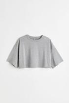 H & M - Cotton Crop T-shirt - Gray