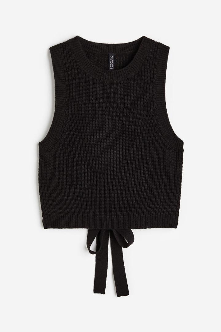 H & M - Tie-detail Sweater Vest - Black