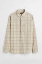 H & M - Regular Fit Linen-blend Shirt - Beige