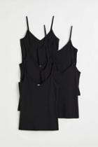 H & M - 5-pack Camisole Tops - Black