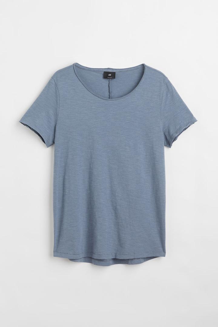 H & M - Raw-edge T-shirt - Blue
