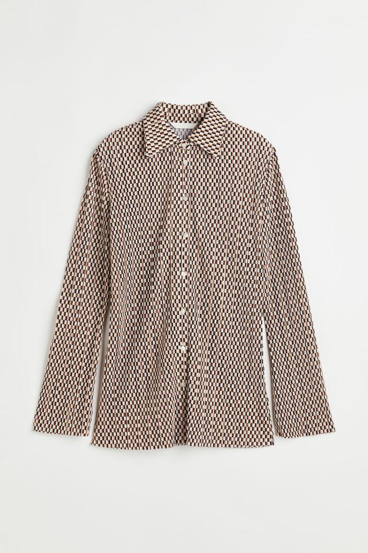 H & M - Textured Jersey Shirt - Beige