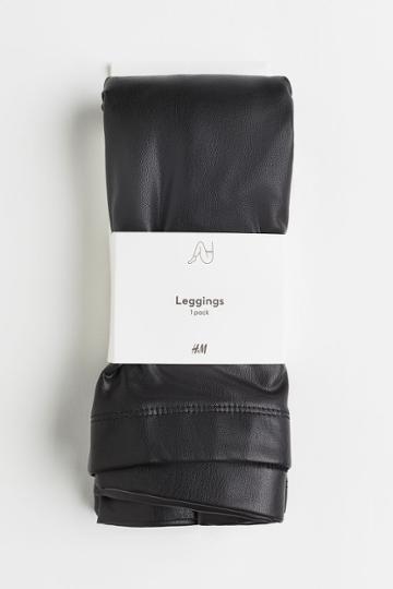 H & M - Faux Leather Leggings - Black