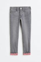 H & M - Skinny Fit Lined Jeans - Gray