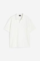 H & M - Relaxed Fit Cotton Polo Shirt - White