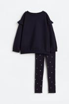 H & M - 2-piece Top And Leggings Set - Blue