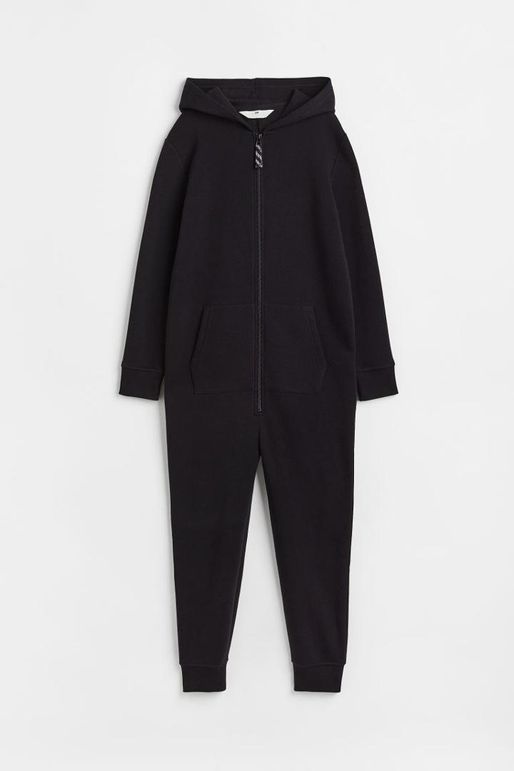 H & M - Jumpsuit With Hood - Black