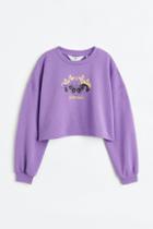 H & M - Boxy Printed Sweatshirt - Purple