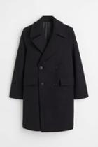 H & M - Double-breasted Wool-blend Coat - Black