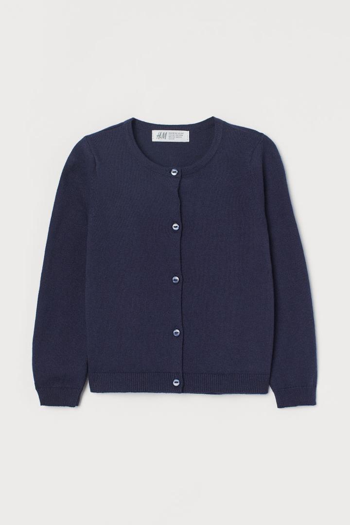 H & M - Fine-knit Cotton Cardigan - Blue