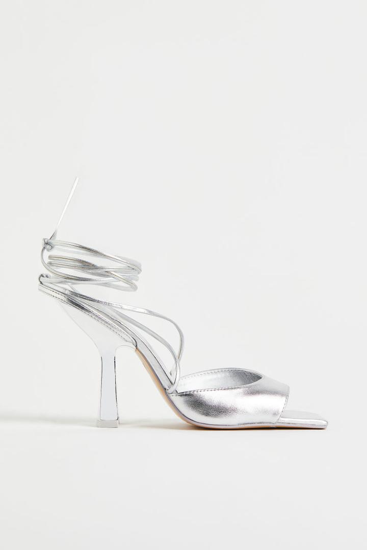 H & M - Shimmering Metallic Sandals - Silver