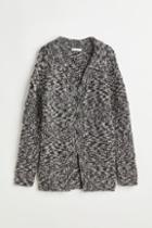 H & M - Rib-knit Cardigan With Collar - Black