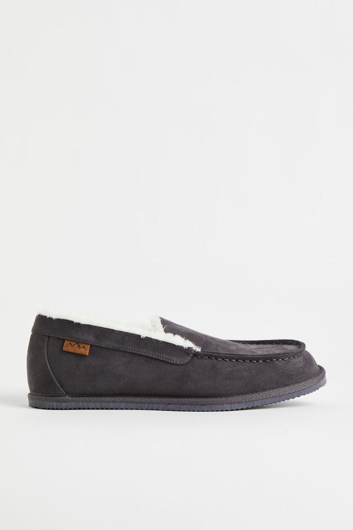 H & M - Fleece-lined Slippers - Gray