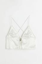 H & M - Tie-detail Satin Top - White