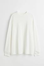 H & M - Long-sleeved Jersey Shirt - White