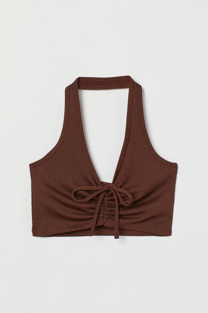 H & M - Short Halterneck Top - Brown
