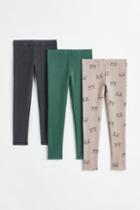 H & M - 3-pack Cotton Leggings - Brown