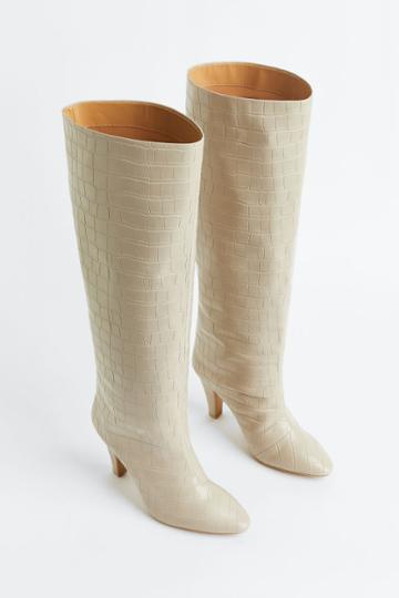 H & M - Knee-high Heeled Boots - Brown