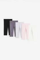 H & M - 5-pack Cotton Capri Leggings - Gray