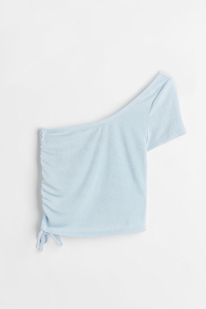 H & M - One-shoulder Drawstring Top - Blue