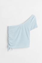 H & M - One-shoulder Drawstring Top - Blue