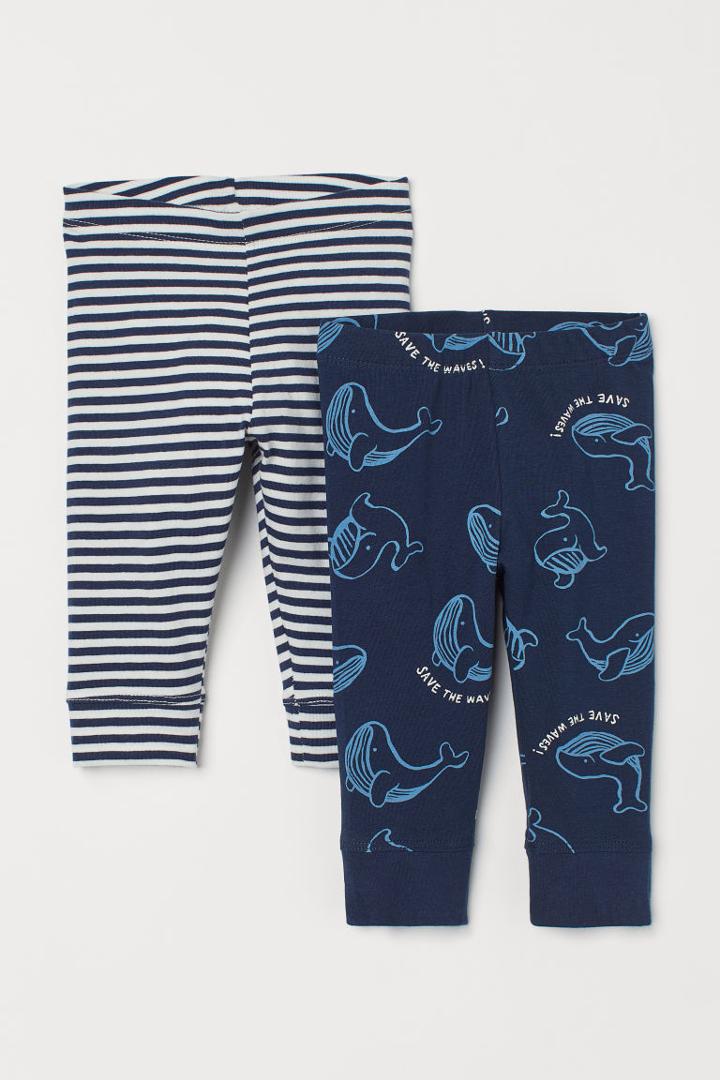 H & M - 2-pack Cotton Leggings - Blue