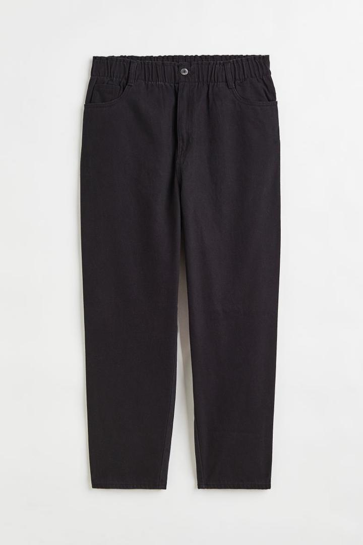 H & M - H & M+ High Waist Twill Pants - Black