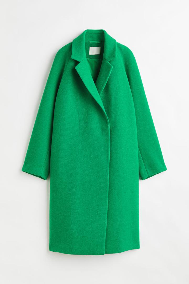H & M - Double-breasted Coat - Green