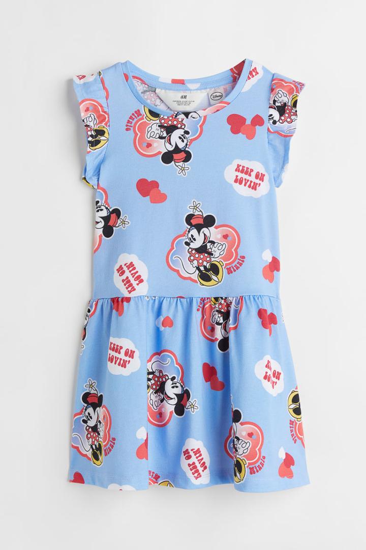 H & M - Printed Cotton Dress - Blue