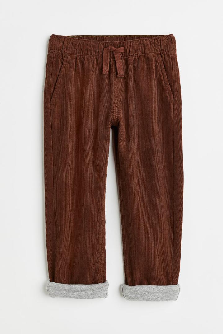 H & M - Lined Corduroy Joggers - Beige