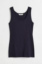 H & M - Lace-trimmed Tank Top - Blue