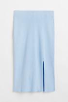 H & M - Ribbed Pencil Skirt - Blue