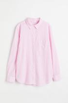 H & M - Linen-blend Shirt - Pink