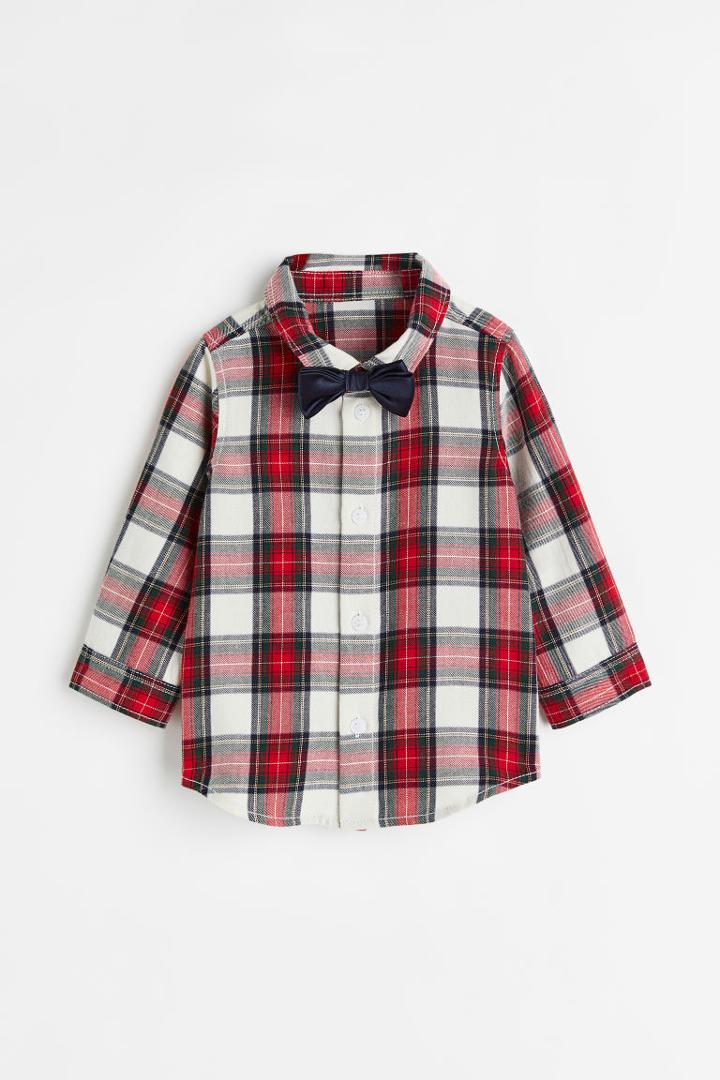 H & M - Shirt And Bow Tie - Red
