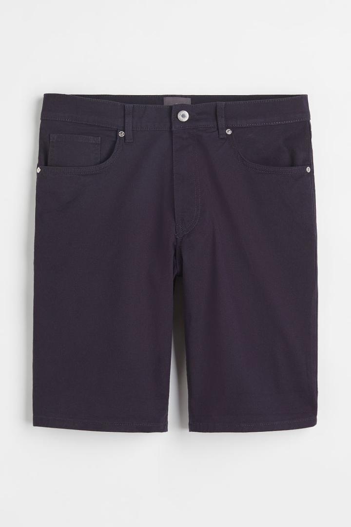H & M - Slim Fit Cotton Twill Shorts - Blue
