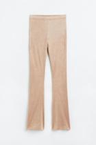H & M - Flared Velour Pants - Brown