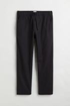 H & M - Relaxed Fit Linen-blend Joggers - Black