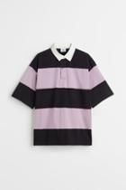 H & M - Oversized Fit Short-sleeved Rugby Shirt - Purple