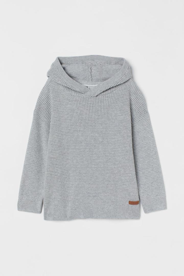 H & M - Textured-knit Cotton Hoodie - Gray