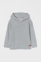 H & M - Textured-knit Cotton Hoodie - Gray