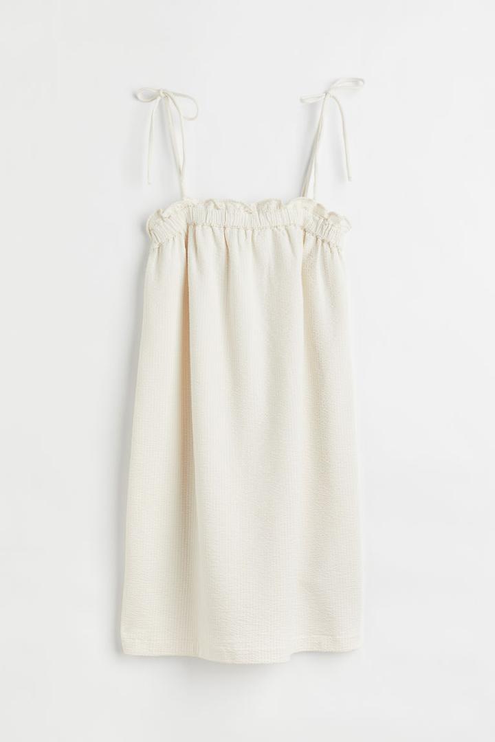 H & M - Waffled Jersey Dress - White