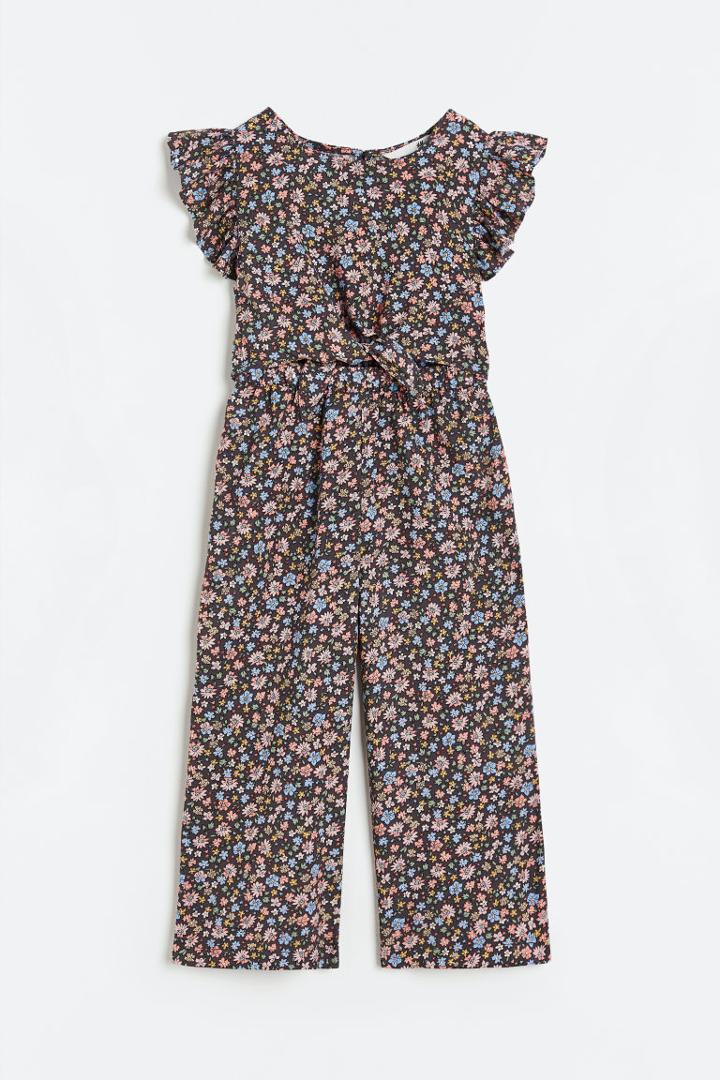 H & M - Tie-detail Jumpsuit - Gray