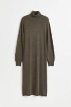 H & M - Fine-knit Turtleneck Dress - Green