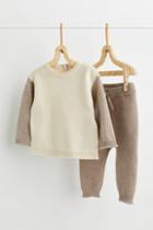 H & M - 2-piece Fine-knit Cotton Set - Brown
