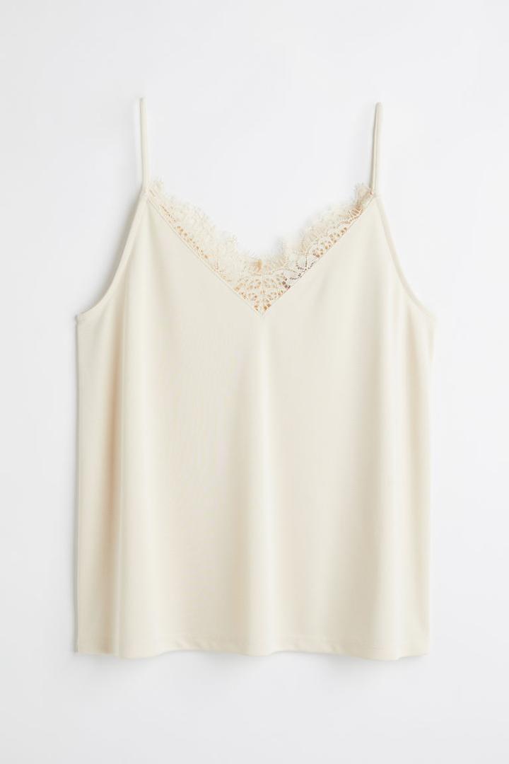 H & M - Lace-trimmed Camisole Top - Orange