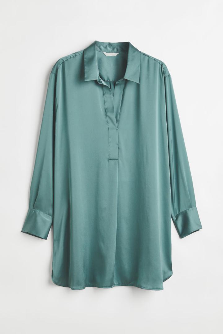 H & M - H & M+ Satin Blouse - Turquoise