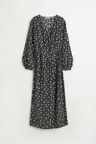 H & M - Patterned Wrap-front Dress - Gray