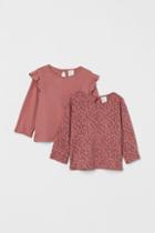 H & M - 2-pack Jersey Tops - Pink